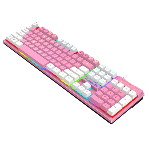 

K-Snake K4 104 Keys Glowing Game Wired Mechanical Keyboard, Cable Length: 1.5m, Style: Mixed Light Pink White Square Key