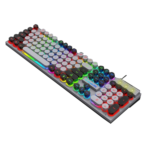 

K-Snake K4 104 Keys Glowing Game Wired Mechanical Keyboard, Cable Length: 1.5m, Style: Mixed Light Gray Black Punk