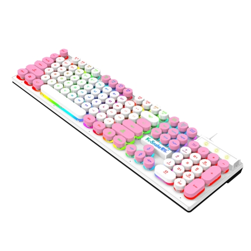 

K-Snake K4 104 Keys Glowing Game Wired Mechanical Keyboard, Cable Length: 1.5m, Style: Mixed Light White Pink Punk