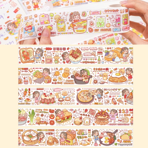 

Cartoon Cute Hand Account Material Decoration Free Tailoring Paste Tape, Style: I love Braised Pork