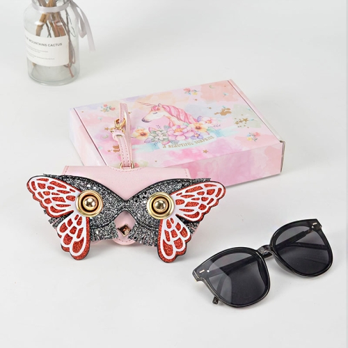 

Cute Quirky PU Sunglasses Case Portable Glasses Bag with Hanging Buckle, Color: Butterfly Flower Ring Pink