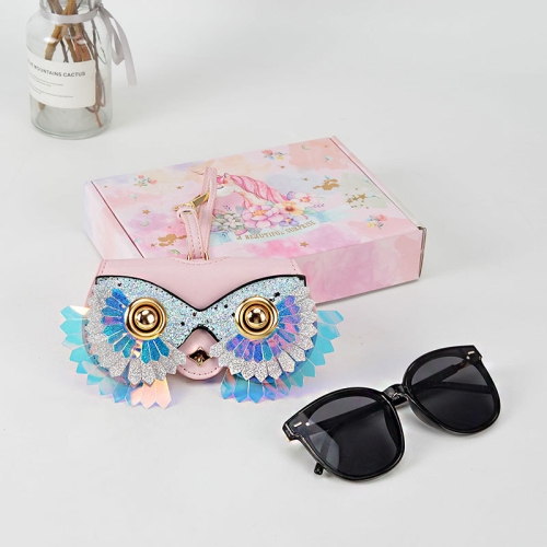 

Cute Quirky PU Sunglasses Case Portable Glasses Bag with Hanging Buckle, Color: Sequenant Flower Ring Pink