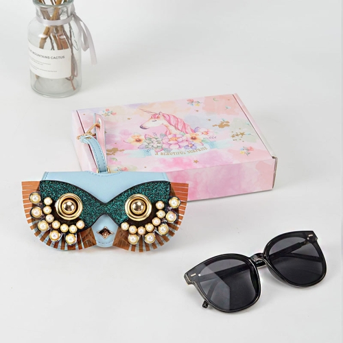

Cute Quirky PU Sunglasses Case Portable Glasses Bag with Hanging Buckle, Color: Pearl Sapphire Blue