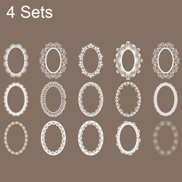 

4 Sets Lace Trim Geometric Shapes Retro Handbook Decorative Stickers Set(Boring)