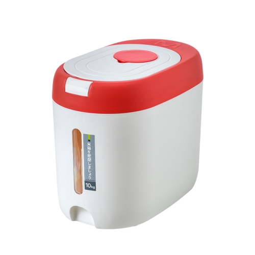 

Kitchen Sealed Moisture Dust Proof Storage Rice Bucket, Color: Red 10kg