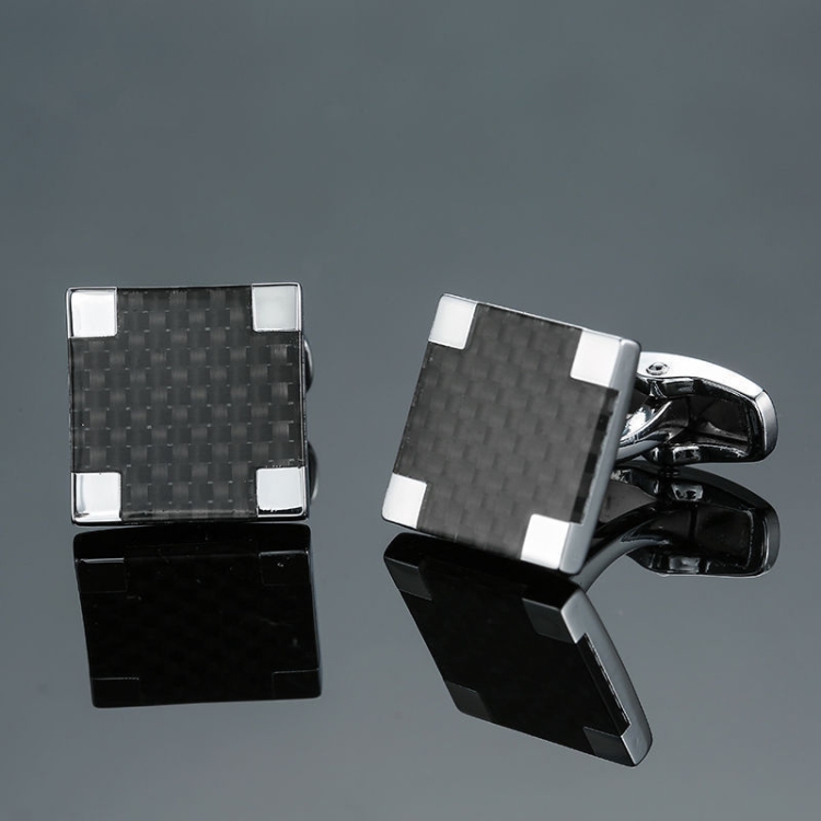 

2 Pairs Shirt Vintage Floral Plated Brass Cufflinks, Color: Square Carbon Fiber