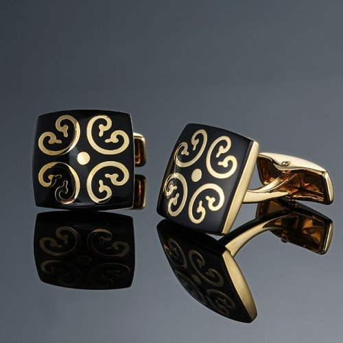 

2 Pairs Shirt Vintage Floral Plated Brass Cufflinks, Color: Golden Black Bottom Pattern