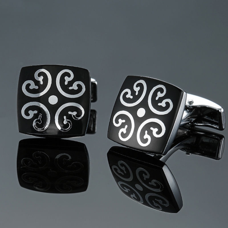 

2 Pairs Shirt Vintage Floral Plated Brass Cufflinks, Color: Silver Black Bottom Pattern