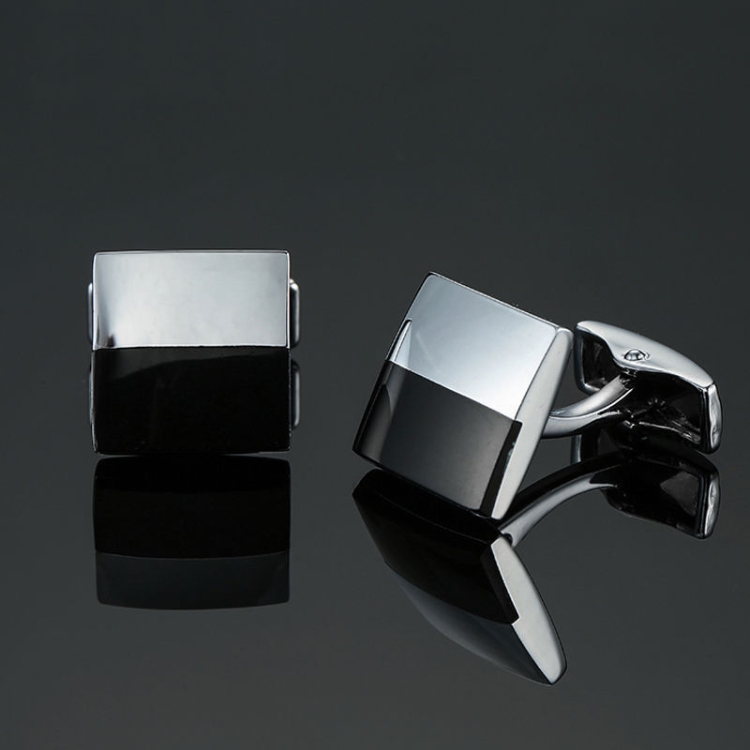 

2 Pairs Shirt Vintage Floral Plated Brass Cufflinks, Color: Square Black White