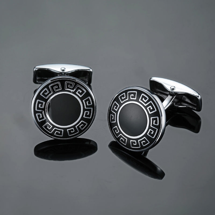 

2 Pairs Shirt Vintage Floral Plated Brass Cufflinks, Color: Round Great Wall Pattern