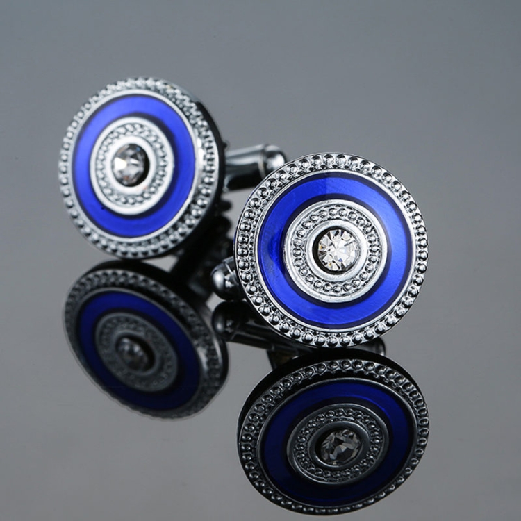 

2 Pairs Crystal Zirconia Vintage Floral Shirt Cufflinks, Color: Silver Blue Flower