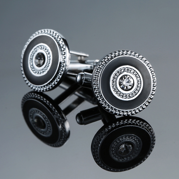 

2 Pairs Crystal Zirconia Vintage Floral Shirt Cufflinks, Color: Silver Black