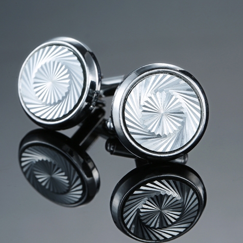 

2 Pairs Crystal Zirconia Vintage Floral Shirt Cufflinks, Color: Silver Spiral