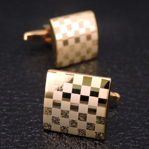 

Laser Metal Brass Men Shirt Cufflinks, Color: Golden Laser Grid