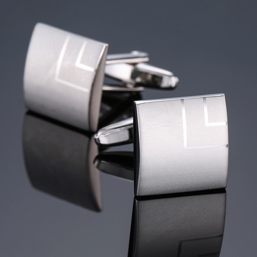 

Laser Metal Brass Men Shirt Cufflinks, Color: Silver laser