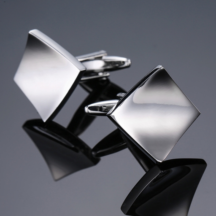 

Laser Metal Brass Men Shirt Cufflinks, Color: Silver folding