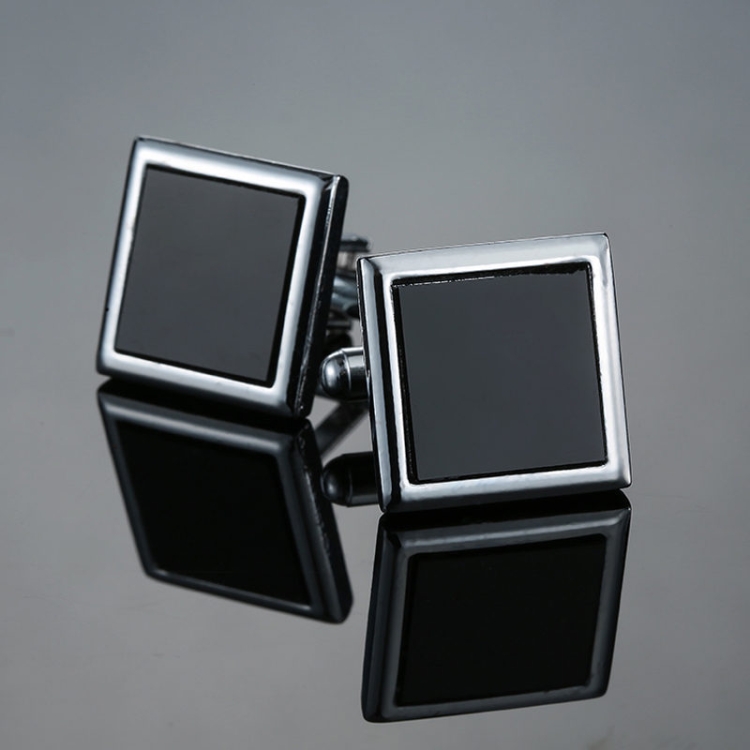 

Laser Metal Brass Men Shirt Cufflinks, Color: Black square