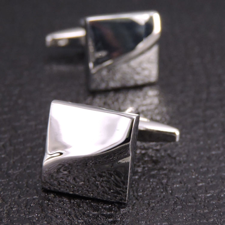 

Laser Metal Brass Men Shirt Cufflinks, Color: Silver wave