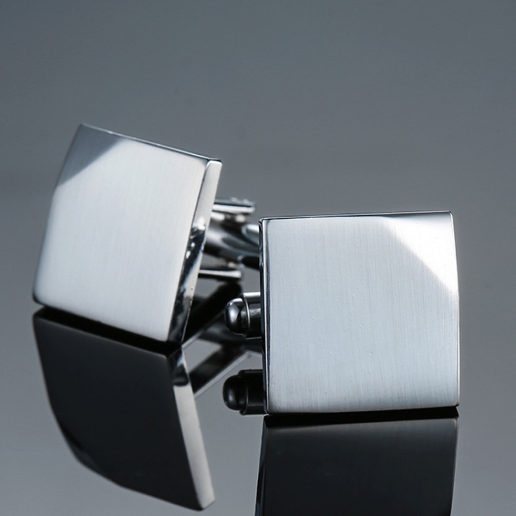 

Laser Metal Brass Men Shirt Cufflinks, Color: Silver block