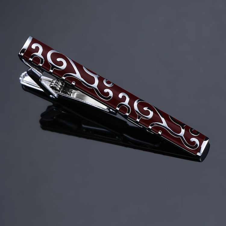 

2 PCS Brass Polished Gum Pattern Business Men Tie Clip, Color: Red Pattern