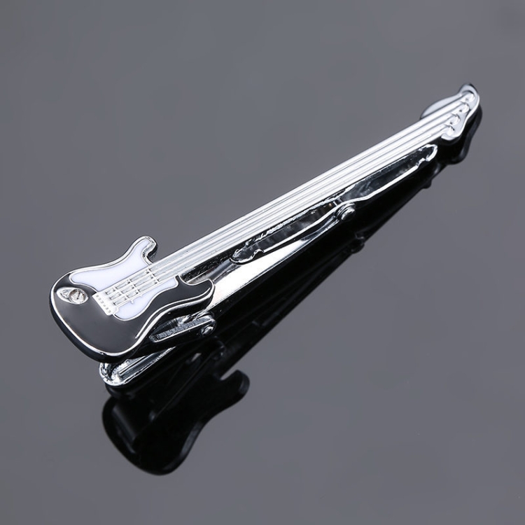 

2 PCS Brass Polished Gum Pattern Business Men Tie Clip, Color: Black White Violin