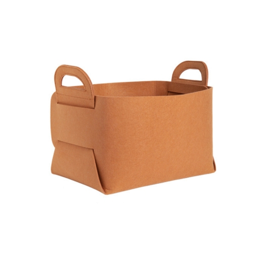 

2 PCS Home Clutter Felt Folding Storage Baskets, Size: Small(Brown)