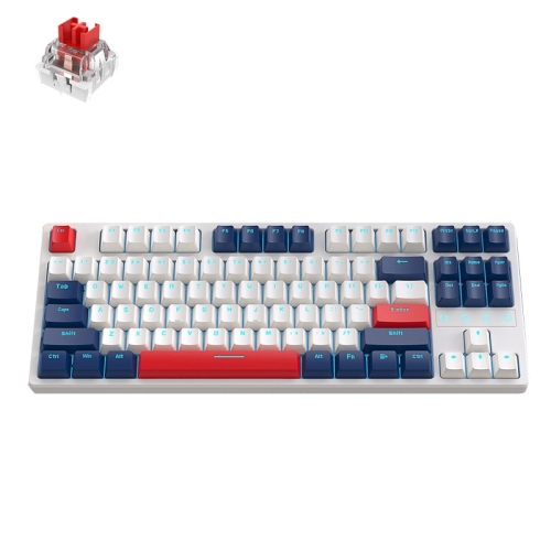 ZIYOU LANG K87 87-key RGB Bluetooth / Wireless / Wired Three Mode Game Keyboard, Cable Length: 1.5m, Style: Red Shaft (Yacht Blue)