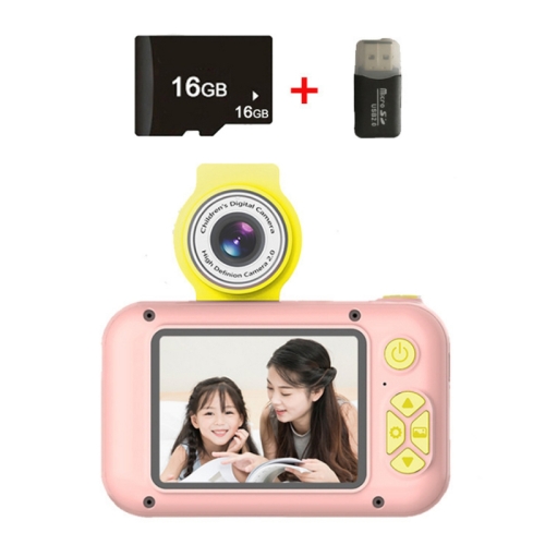 

X101 Mini HD Lens Reversible Child Camera, Color: Pink+16G+Card Reader