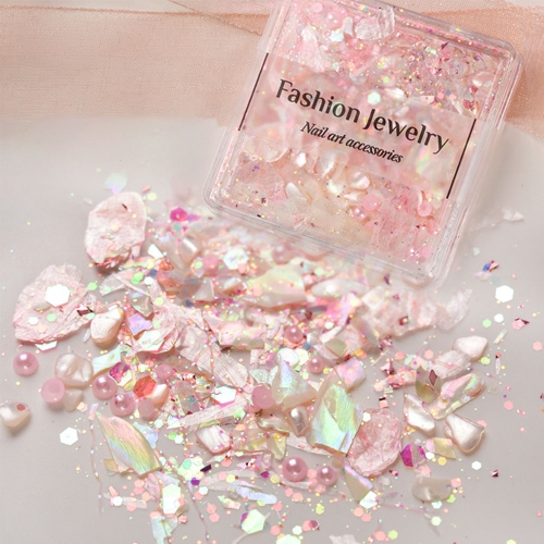 

3 Boxes Nail Decorations Shell Sequins Nail Jewelry(02 Peach Pink)