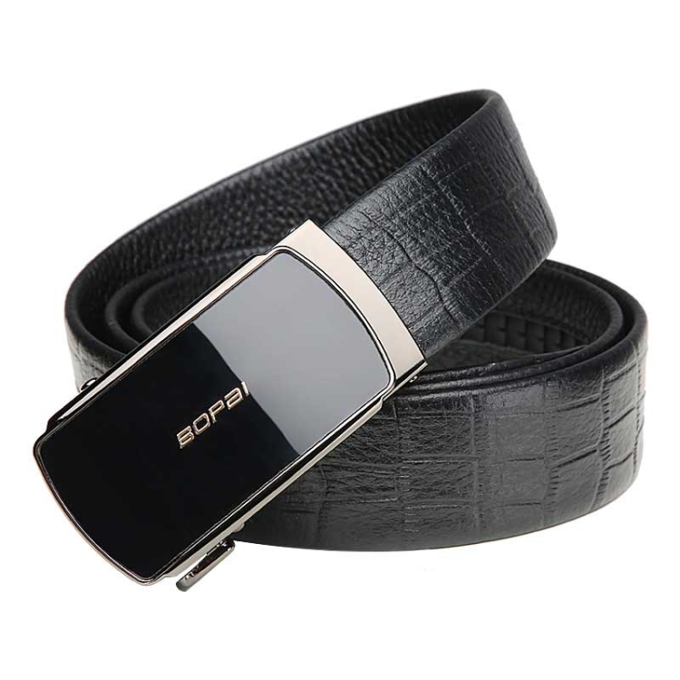

Bopai 13-121211 Crocodile Grain Automatic Buckle Soft and Durable Cowhide Belt(Black)
