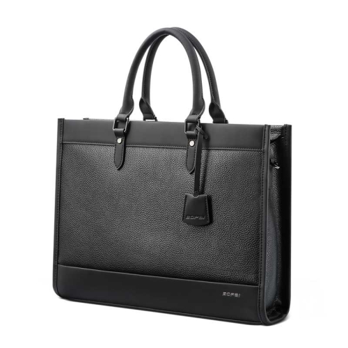 

Bopai 11-98811 Leather Business Large-capacity Laptop Handbag Messenger Briefcase(Black)