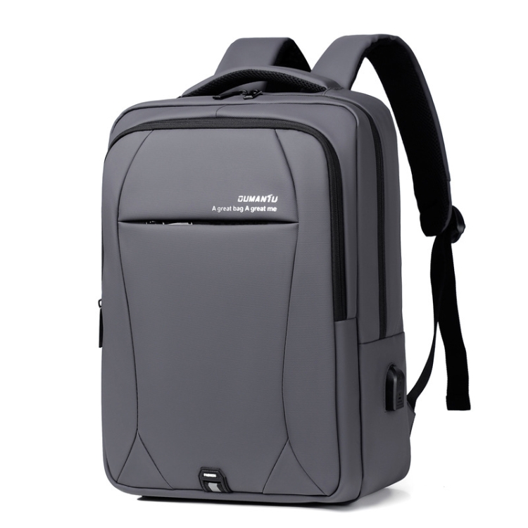 

OUMANTU 2101-1 Large Capacity Backpack Waterproof Computer Bag, Color: Leather Film Gray