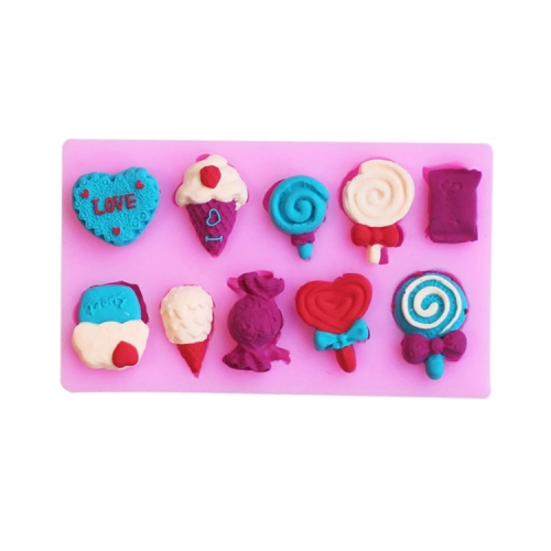 

2 PCS G114 Candy Lollipop Ice Cream Shape Silicone Mold Chocolate Biscuits Cake Decoration