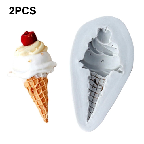 

2 PCS Ice Cream Shape Cake Decoration Chocolate Fondant Silicone Mold, Style: Friut Ice Cream