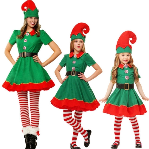 

Christmas Green Elf Cosplay Costume Chris Santa Claus Costume Set, Size: 80cm(Female)