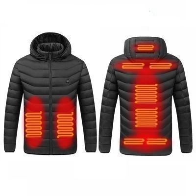 

9 Zone Black USB Winter Electric Heated Jacket Warm Thermal Jacket, Size: XL