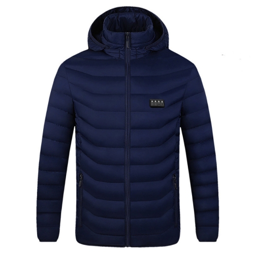 

19 Zone 4 Control Blue USB Winter Electric Heated Jacket Warm Thermal Jacket, Size: XXXL