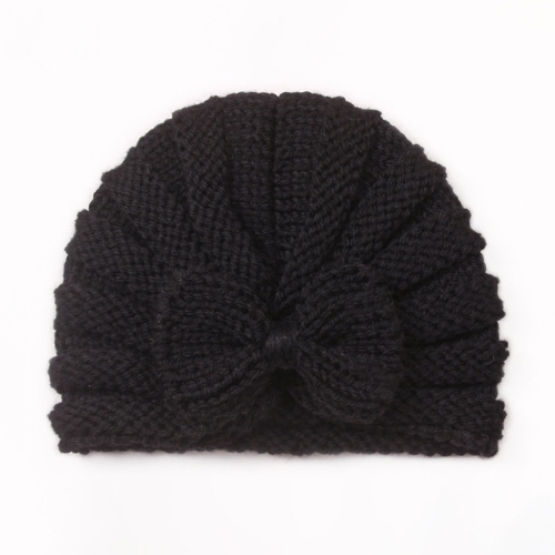 

3 PCS X-22035 Autumn and Winter Baby Bow Knitted Hat Children Warming Wool Cap(Black)