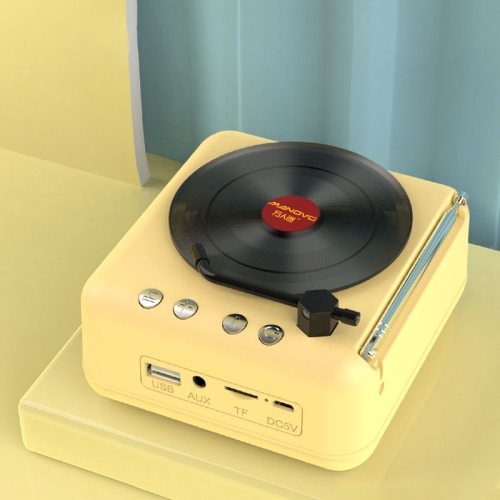 

Manovo H3 Macaron Vinyl Record Player Bluetooth Speaker Retro Radio Stereo(Yellow)