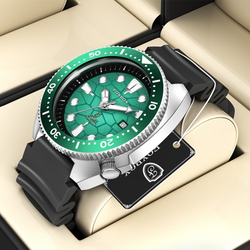 FOXBOX FB0025 Alloy Calendar Watch Luminous Waterproof Rotatable Quartz Watch(Green)