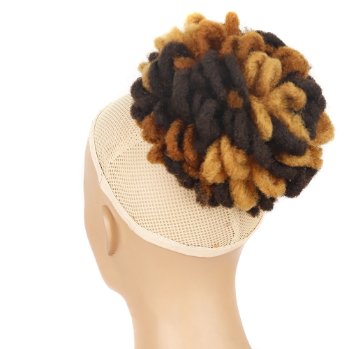 

LSFBZB Drawstring Dreadlocks Wig Caterpillar Dreadlock Shaggy Hair Bun, Spec: 4H27H30