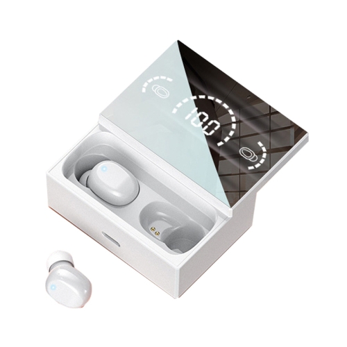 

Slide Cover Wireless Bluetooth 5.2 Mirror In-Ear Digital Display Binaural Talking TWS Earphone(White Moon)