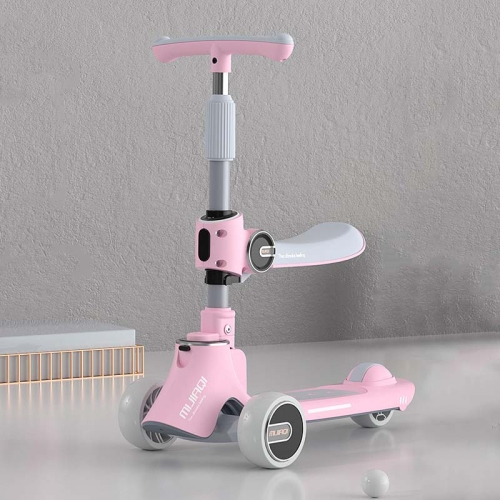 MIJIAQI 01 3 In 1 Multifunctional Foldable Children Scooter with Music and Lights, Spec: Pink Seat
