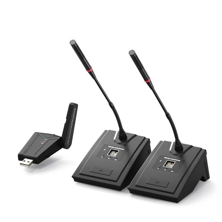 

WH12 USB Charging Smart Noise Canceling Wireless Conference Microphone, Spec: 1 For 2