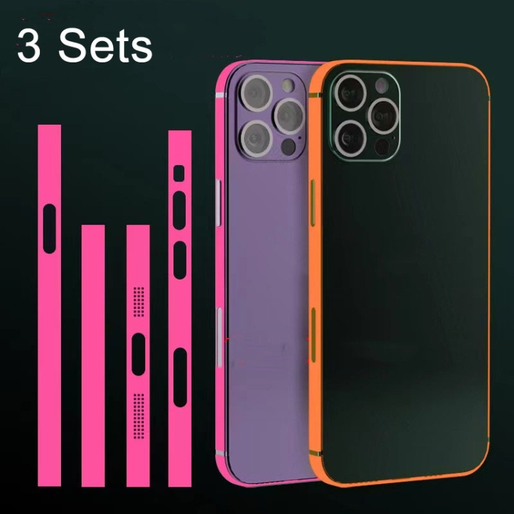 

For iPhone 13 Pro 3 Sets Luminous Border Film Dustproof Side Film(Pink)