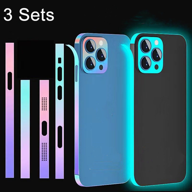 

For iPhone 13 Pro Max 3 Sets Luminous Border Film Dustproof Side Film(Colorful)