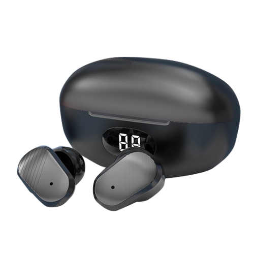 

T2 LED Digital Display Magnetic Suction Mini Noise Reduction Wireless Bluetooth TWS Earphone(Cool Black)