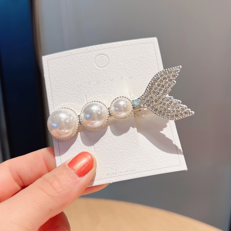 

10 PCS Mermaid Fishtail Hair Clip Pearl Glitter Diamond Duckbill Clip(LD273)