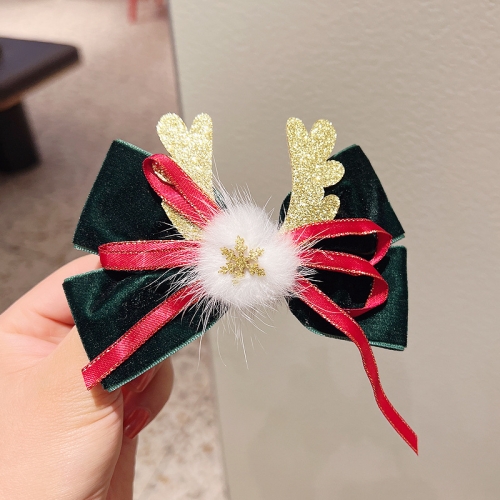 

3pcs Christmas Gold Velvet Headdress Duckbill Clip, Color: LD055 Dark Green