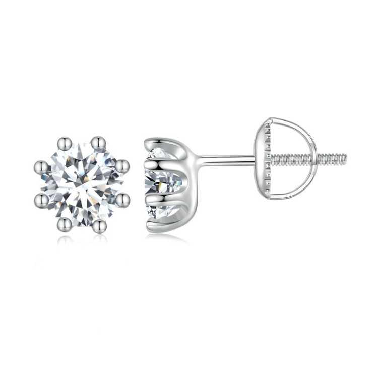 

MSE008 S925 Sterling Silver Moissanite White Gold Plated Simple Elegant Earrings